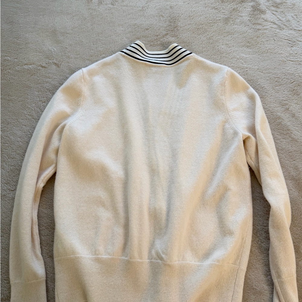 Sandro Cream Cardigan with Black Accents - Picture 2 of 5
